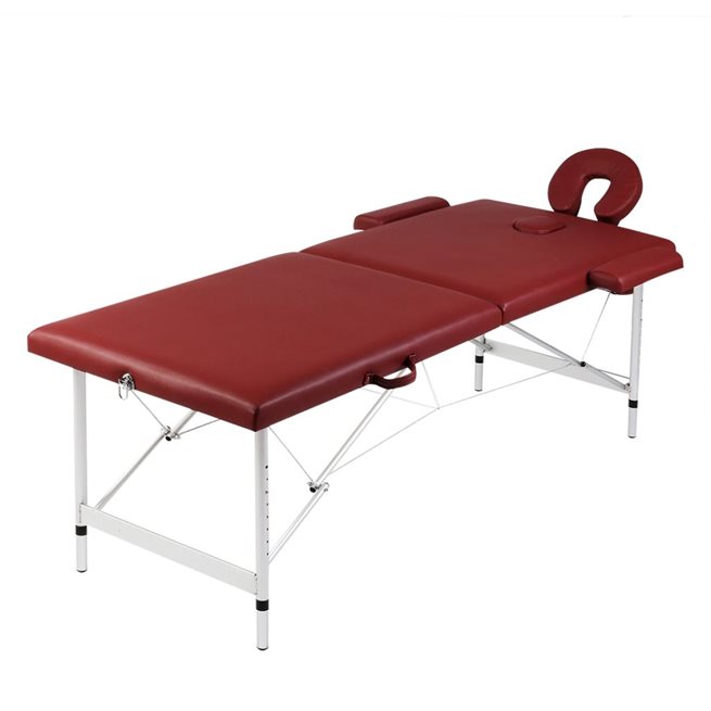 vidaXL Hopfällbar massagebänk med 2 sektioner aluminium röd