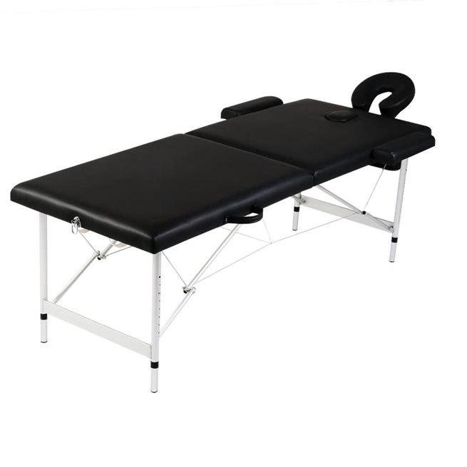 vidaXL Hopfällbar massagebänk med 2 sektioner aluminium svart