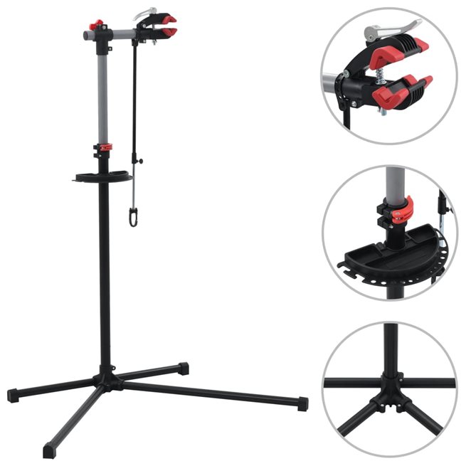 vidaXL Reparationsstativ för cykel 104x68x(110-190) cm stål svart