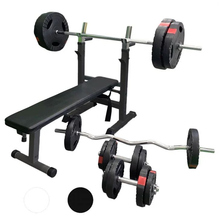 Gorilla Sports Bänkpress PRO Skivstång. curlstång. hantelset - 100kg