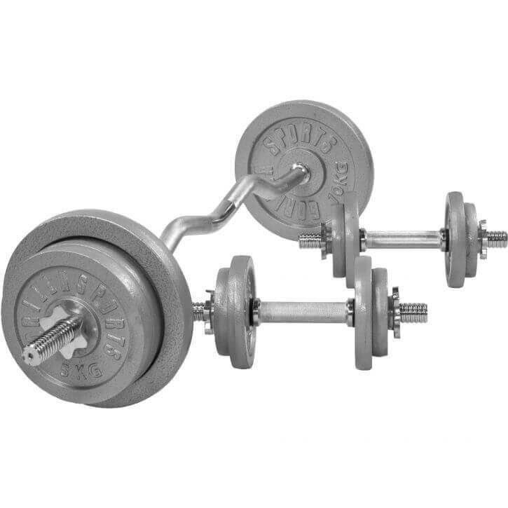 Gorilla Sports Curlstång Hantlar IRON - 70 kg