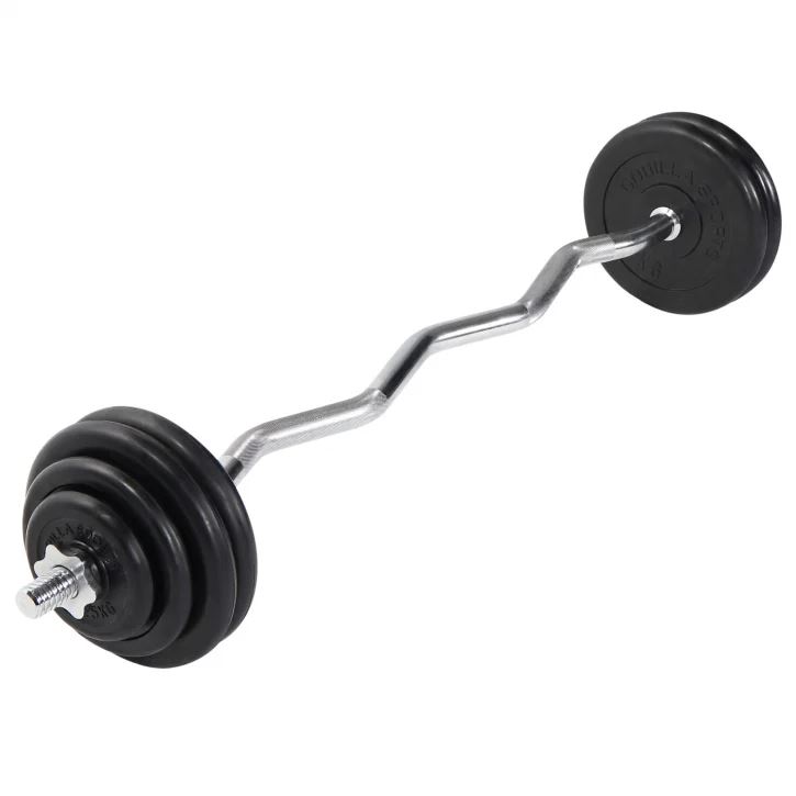 Gorilla Sports Curlstång Gummi - 35 kg