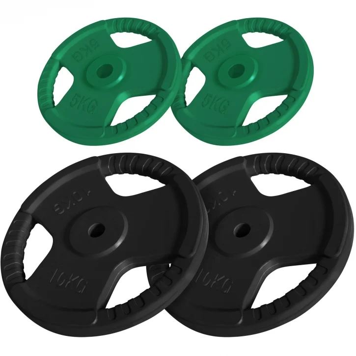 Gorilla Sports Viktskivor Trigrip 31mm - 2x10kg 2x5kg