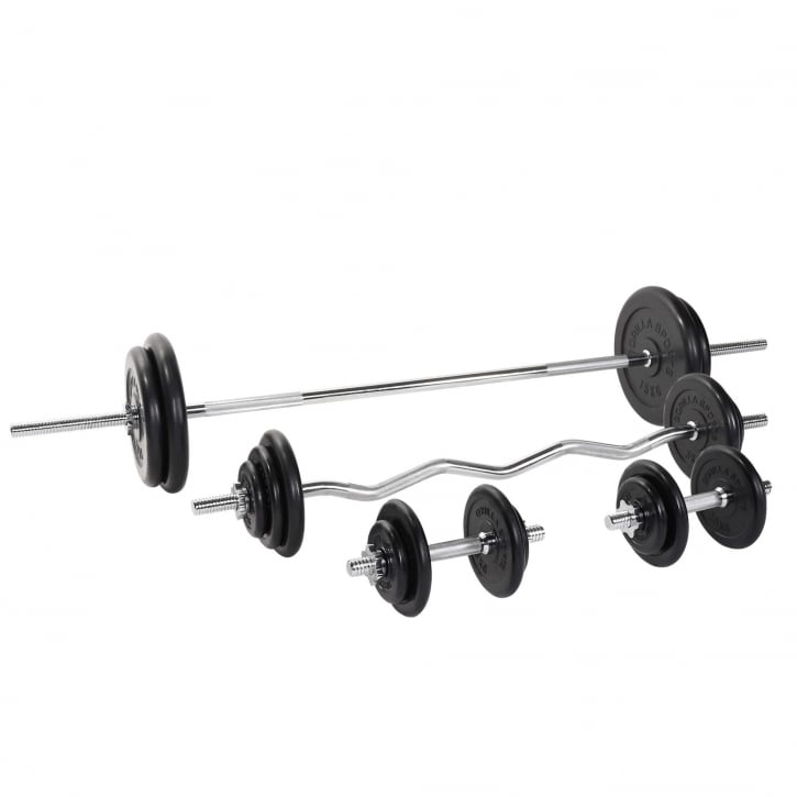 Skivstång Curlstång Hantlar GUMMI 108kg - Paket - 108kg