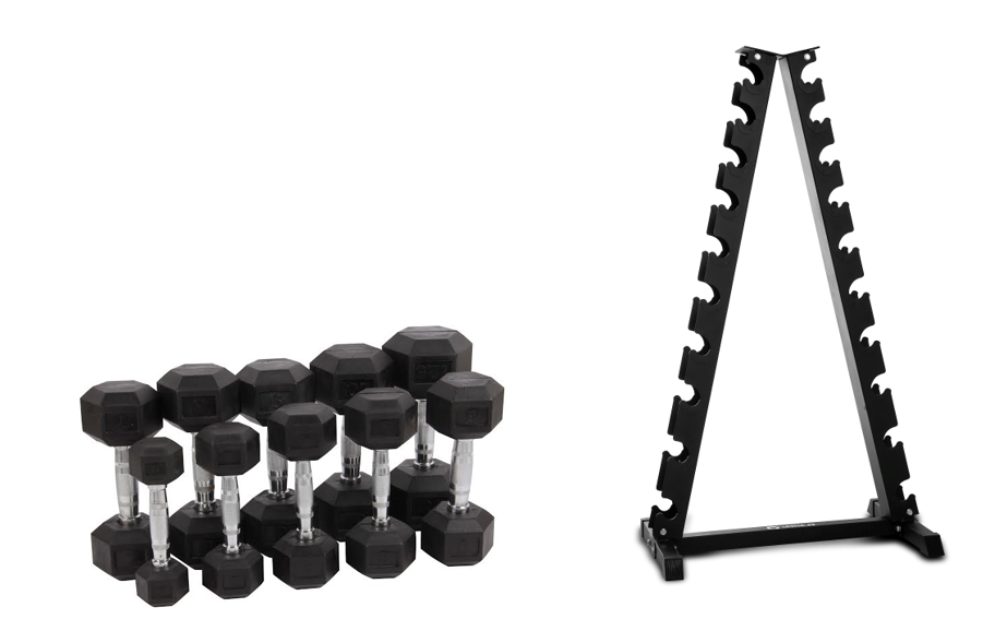 Abilica - Hex hantelpaket 1-10 kg med hantelställ