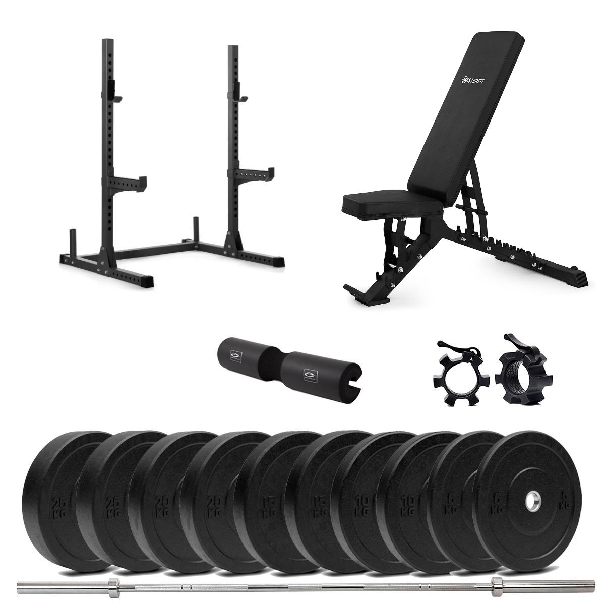 Masterfit - 200 Squat Rack Bumper Styrkepaket - 150 kg