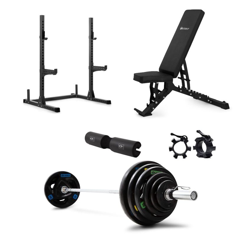 Masterfit - 200 Squat Rack Olympic Styrkepaket – 90 kg